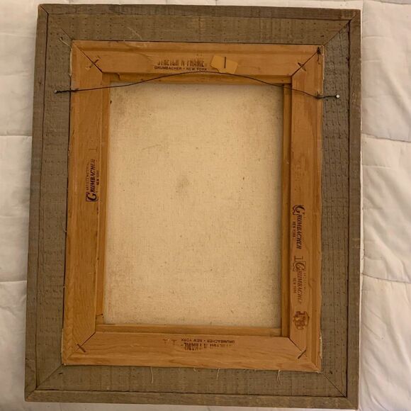 Original‎ Oil Painting Snowy Landscape Country Barn Sky Wood Frame 14x17 - Picture 2 of 11